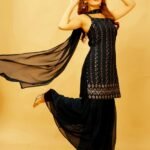 Black Embroidered Sharara Suit