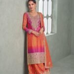 Red and Pink Bandhej Printed Palazzo Suit